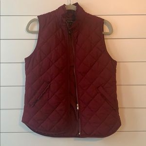 Berry J Crew ruffle quilted vest